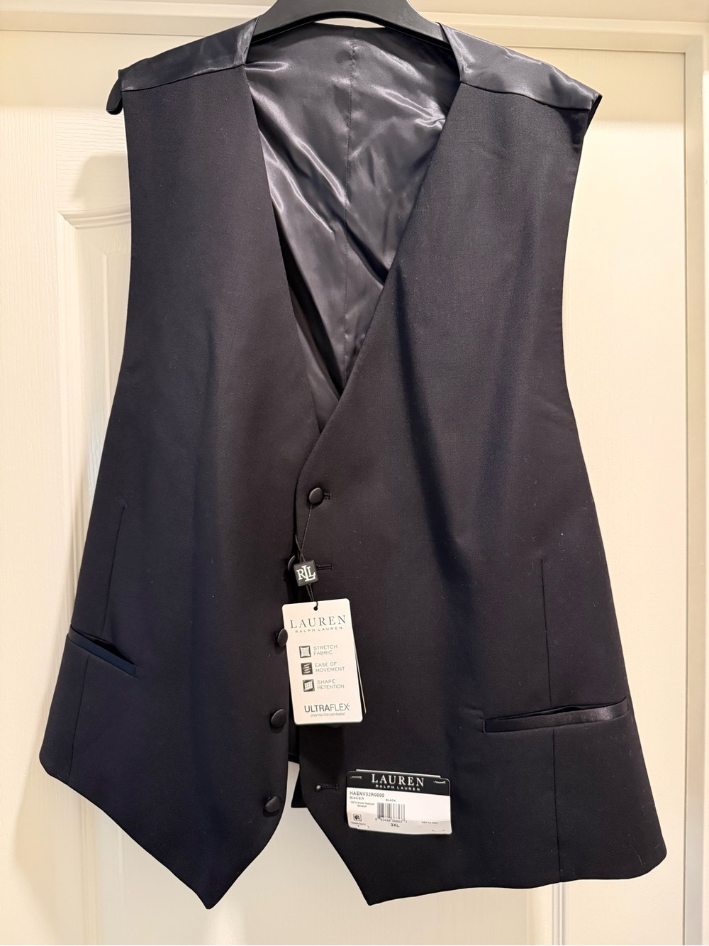 Ralph Lauren Men's Black Satin-Trim Dress Vest